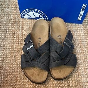 Birkenstock Lugano Black Old Camberra Leather Sz 44 NEW IN BOX